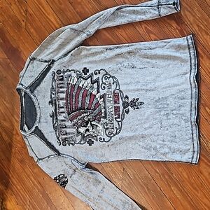 affliction long sleeve grey shirt